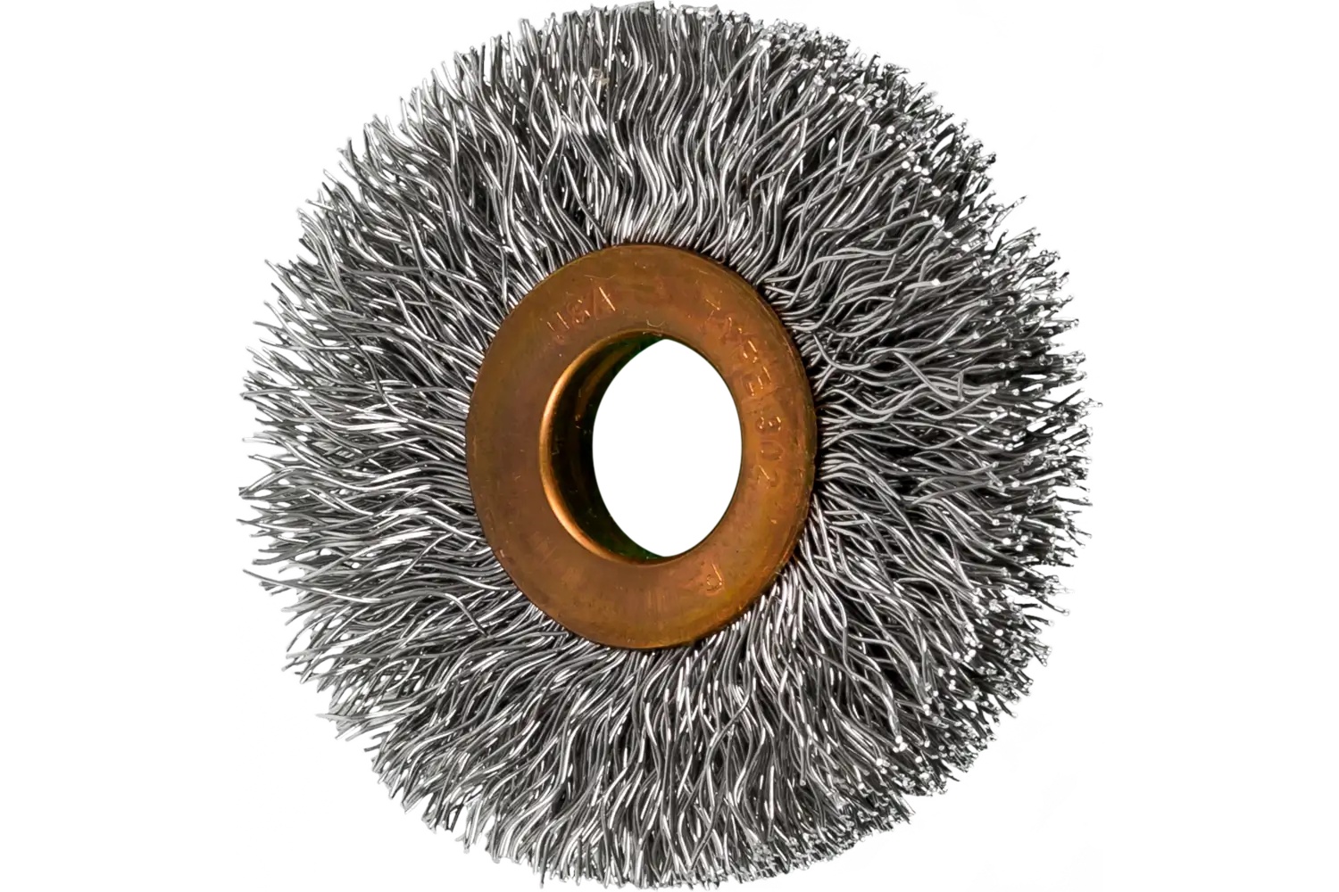 Picture of Pferd Tube Center Wire Wheel Brush 2" Dia. .012 Stainless Steel 1/2-3/8" Arbor